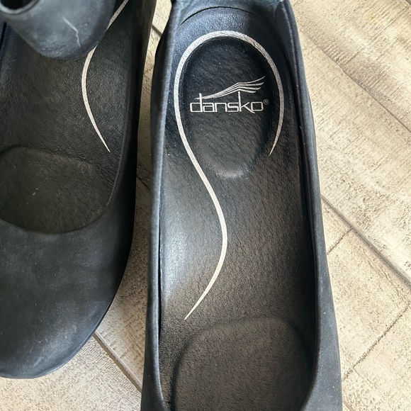 Dansko Lulu Mary Jane Nubuck Suede Leather Wedge Size 39 Shoe Black - Picture 3 of 10